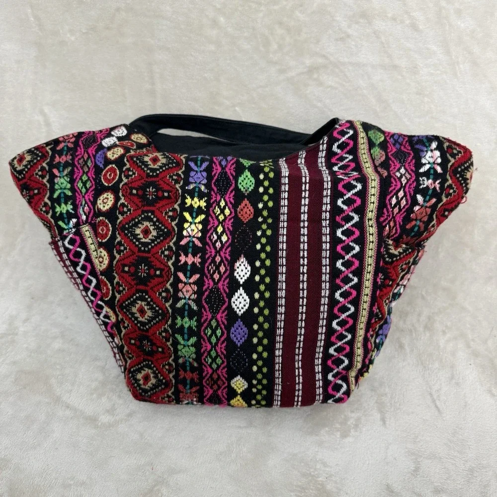 Catori Boho Woven Tapestry Tote Shoulder Bag Multicolor Tribal Aztec Zip Purse